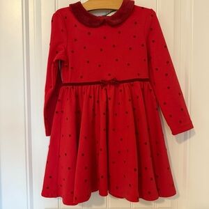 Mini Boden Girls Velvet Collar Confetti Spot Twirly Dress